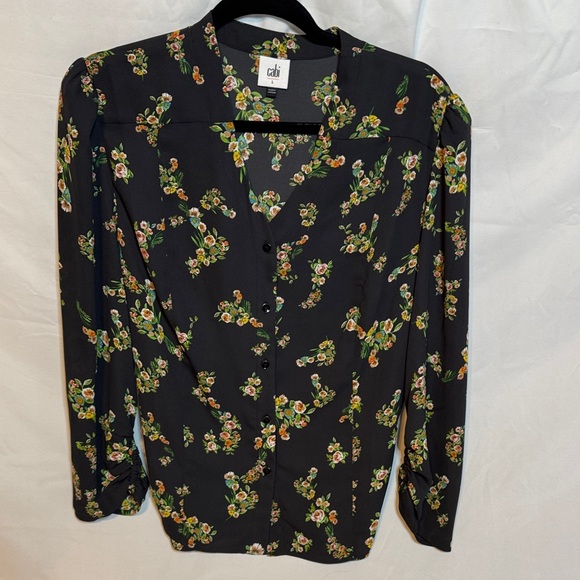 CAbi Tops - CAbi Black Floral Button-Up Blouse